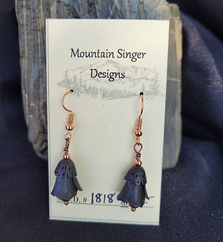 Blackened Brass Flower Bead Cap Earrings with Rose Gold Beads