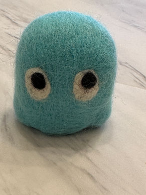 Felted Blue Pac Man Blue Ghost