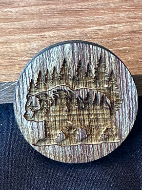 Bear and Trees Wood Magnet