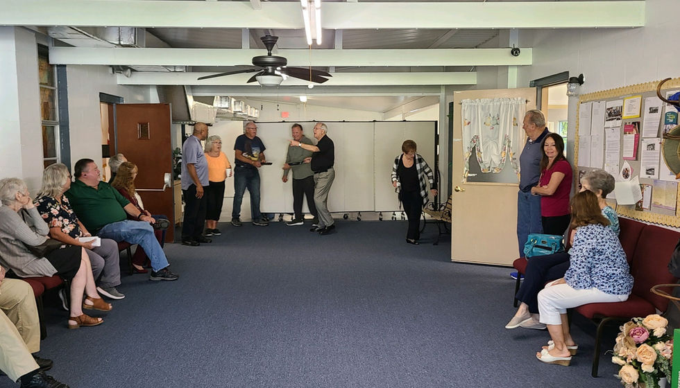 Pancake flipping race fellowship at Charity Baptist Church