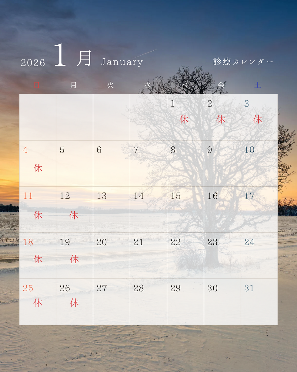 1月のお休みのご案内
