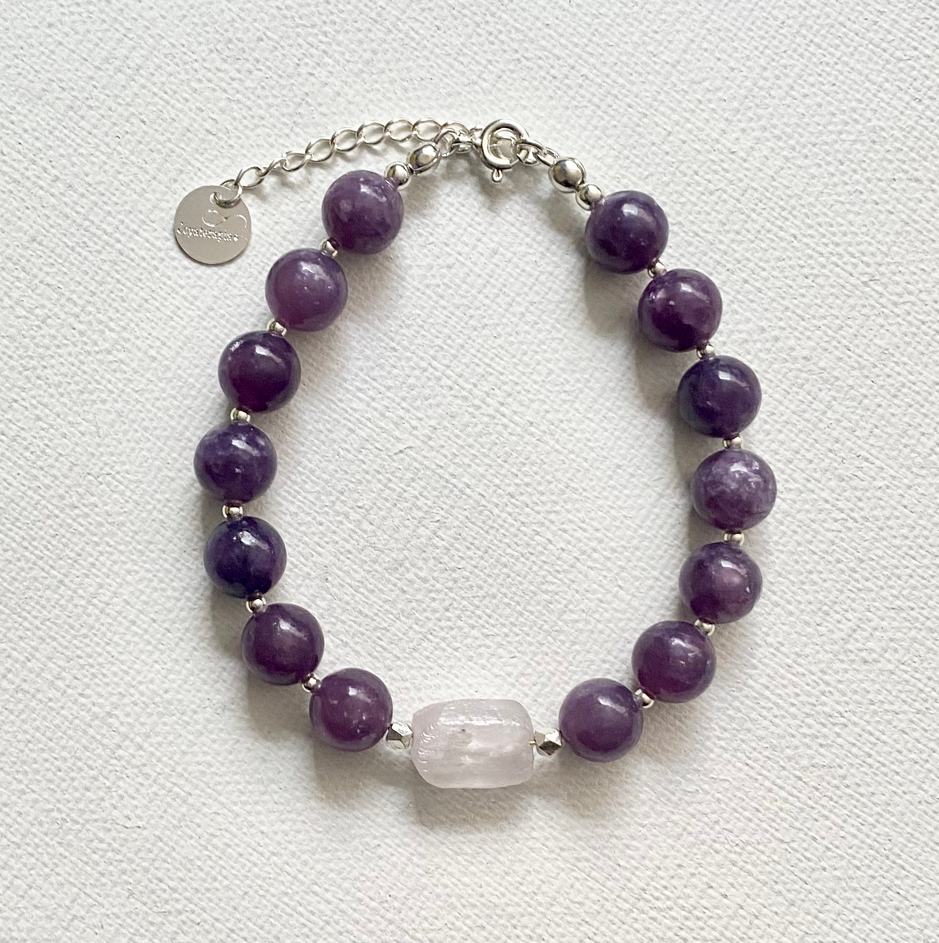 Pulsera chunky lepidolita kunzita 