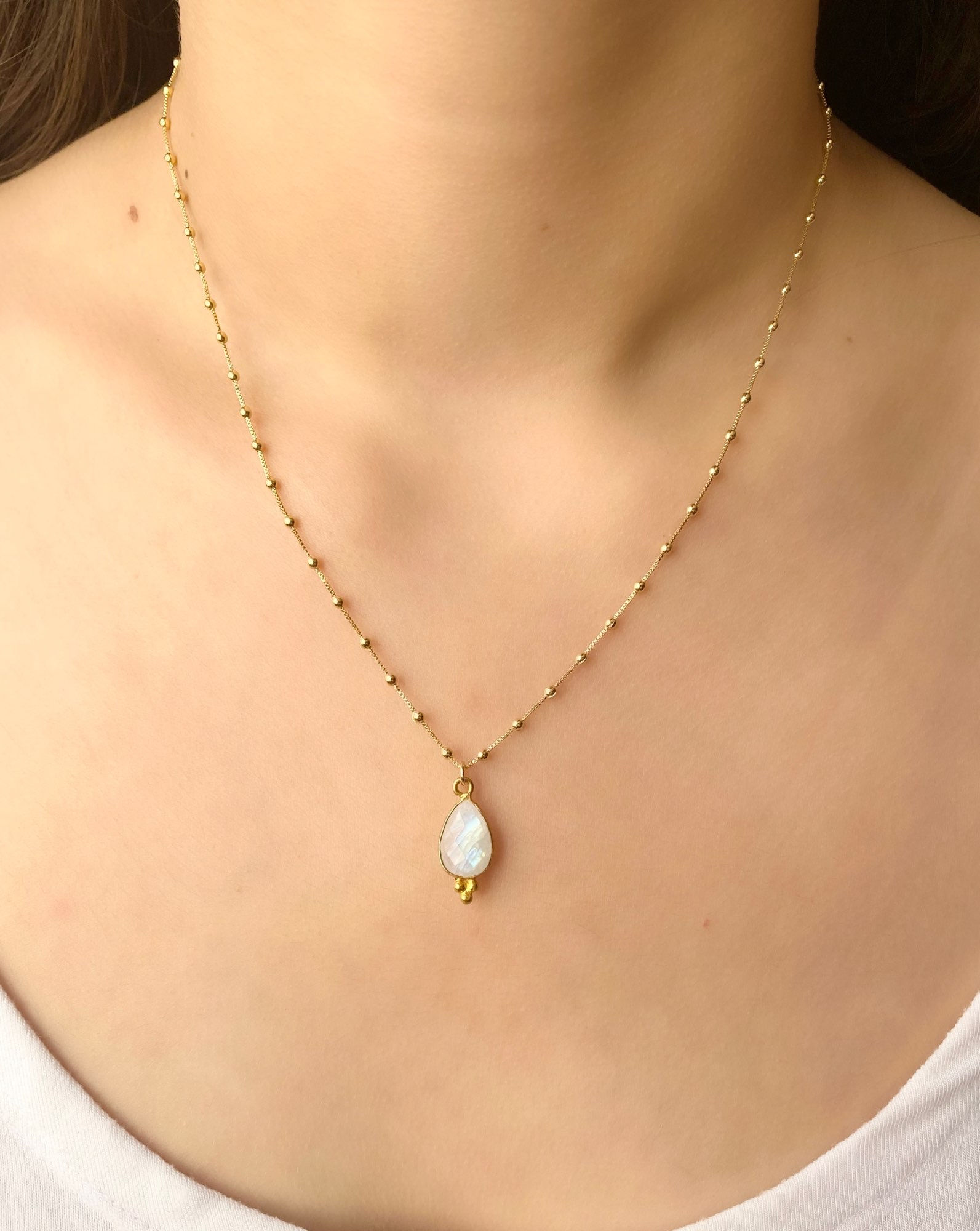 Collar trébol Piedraluna gold