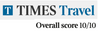 Times Travel logo with Overall score 10/10, a perfect rating for travel.