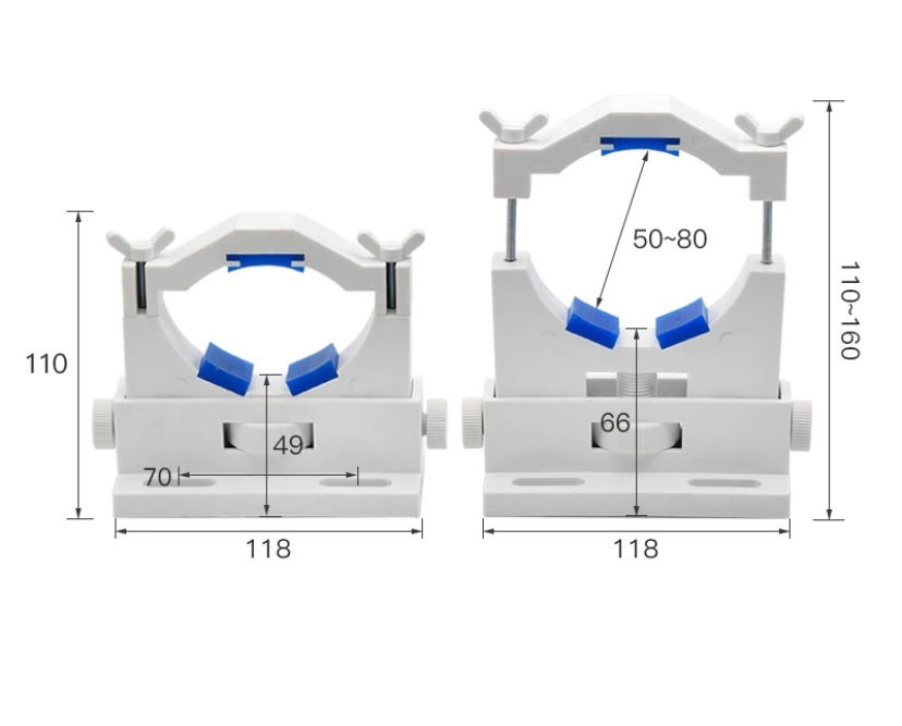 Miniatura: Bases de ajuste para tubo láser co2 Diám. 50-80 mm 