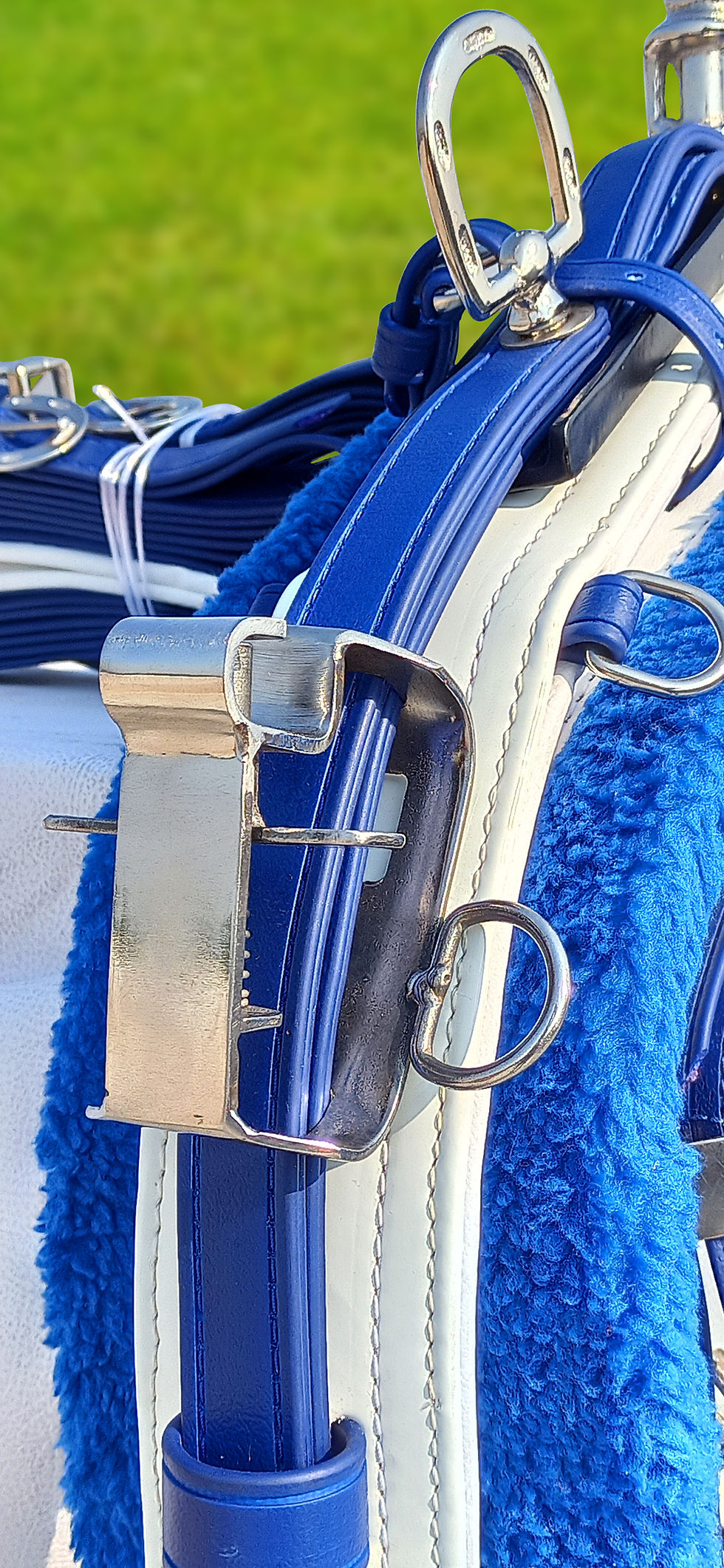 Thumbnail: QUICK HITCH BIOTHANE HORSE DRIVING HARNESS BLUE & WHITE COLOR COMBINATION