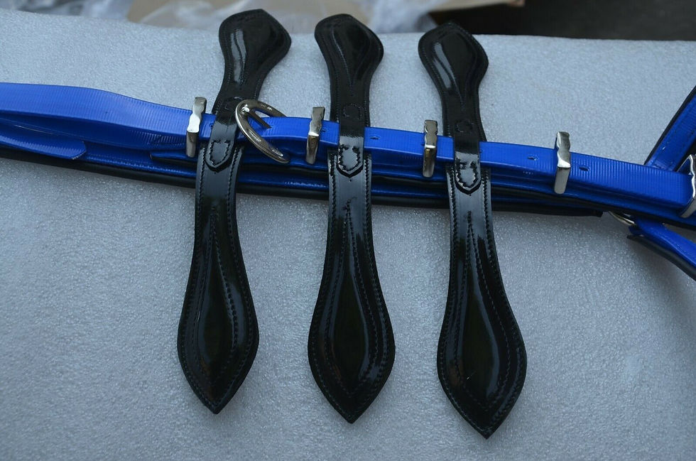 Thumbnail: QUICK HITCH BIOTHANE HORSE DRIVING HARNESS BLUE & BLACK COLOUR COMBINATION