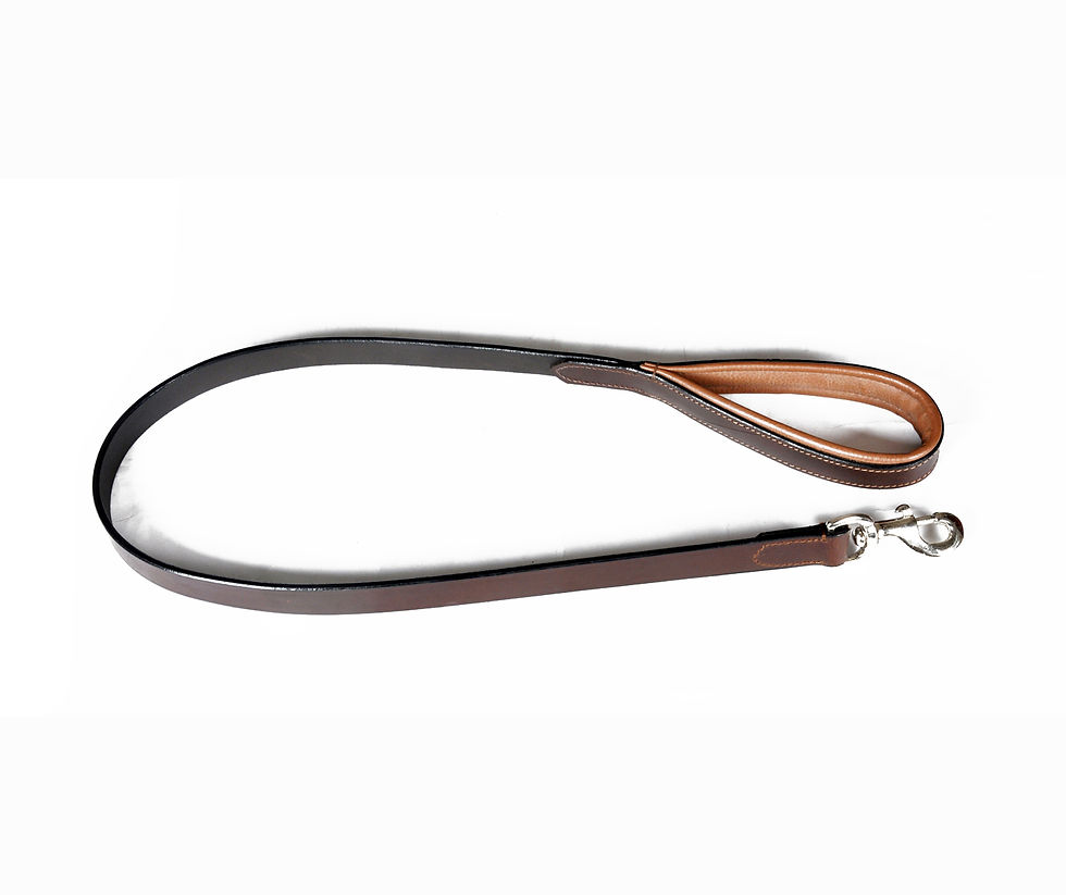 Miniature : 1" WIDE LEATHER DOG LEAD PADDED HANDLE BRASS FITTING, BLACK &  BROWN 40" LONG