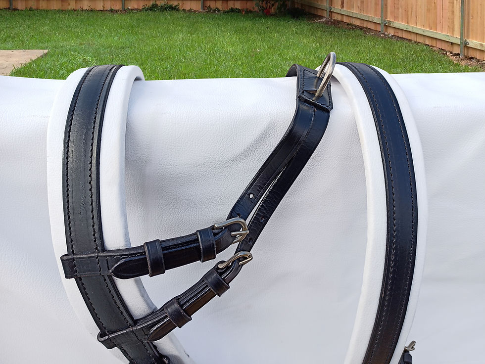 Thumbnail: HORSE LEATHER HARNESS BLACK/WHITE TWO TONE COLOR WITH BRASS HARDWARE
