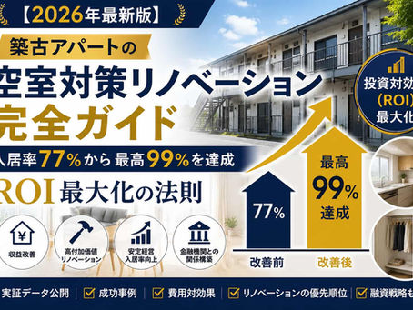 【2026年最新版】空室対策リノベーション完全ガイド!入居率77%から最高99%を実現したROI最大化の法則