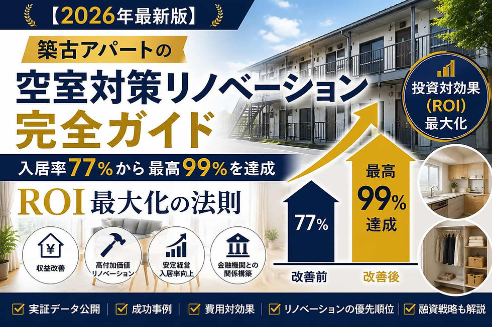 【2026年最新版】空室対策リノベーション完全ガイド！入居率77%から最高99％を実現したROI最大化の法則