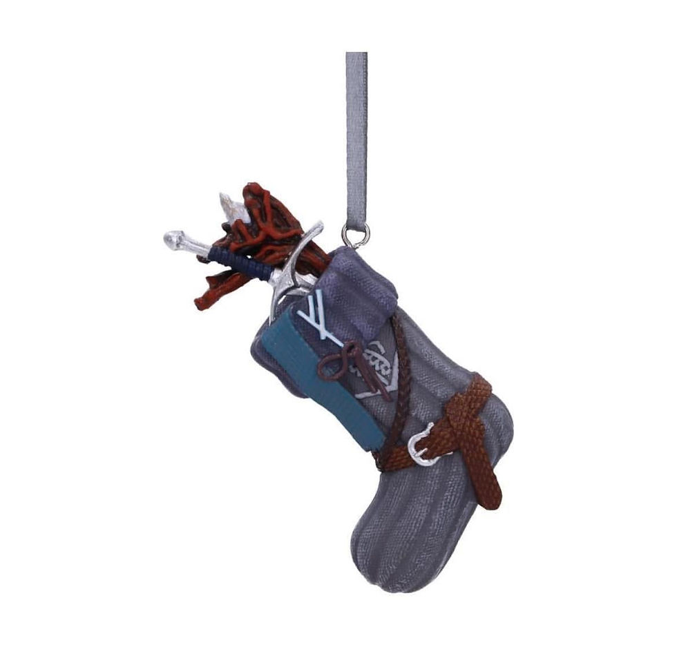 Thumbnail: Grey stocking Christmas ornament with antlers