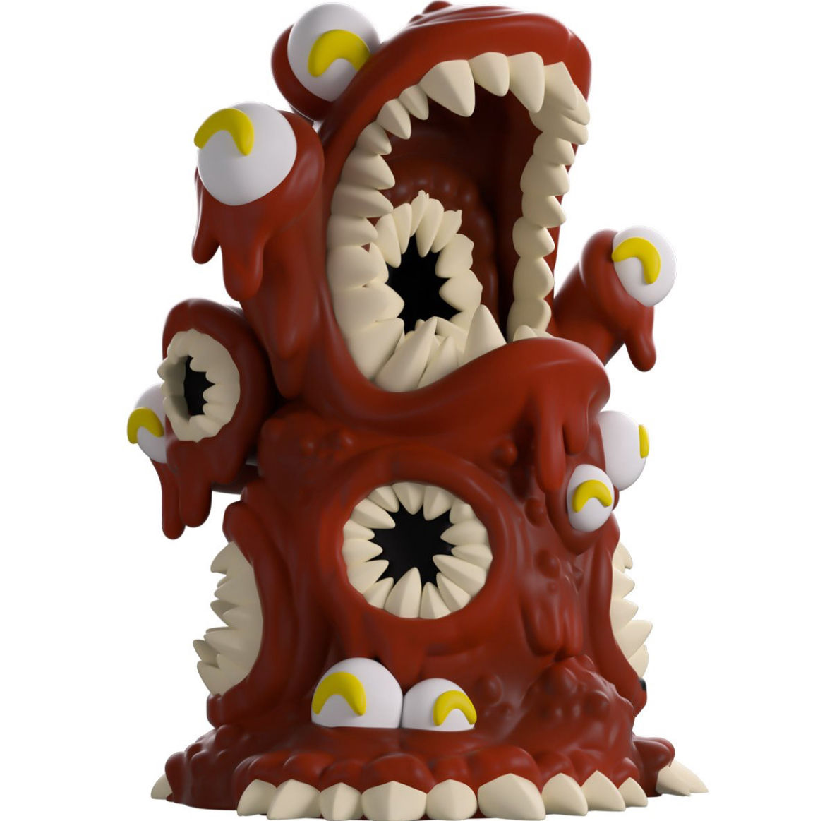 Red, multi-eyed monster figurine