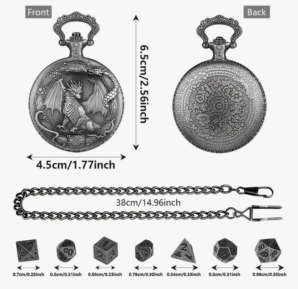 Thumbnail: DnD “Tiny Dice” Pocket Watch Set
