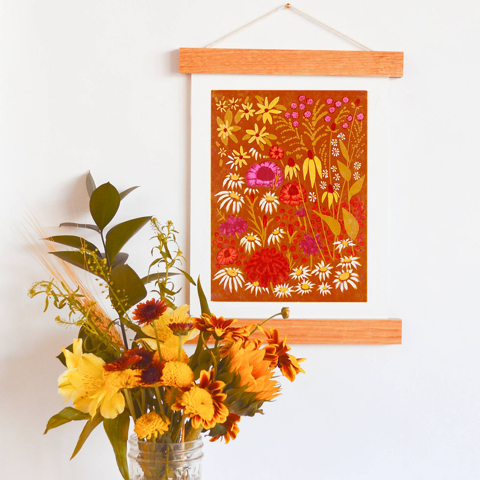 Thumbnail: Heartell Press - Marigolds and Rudbeckia Art Print