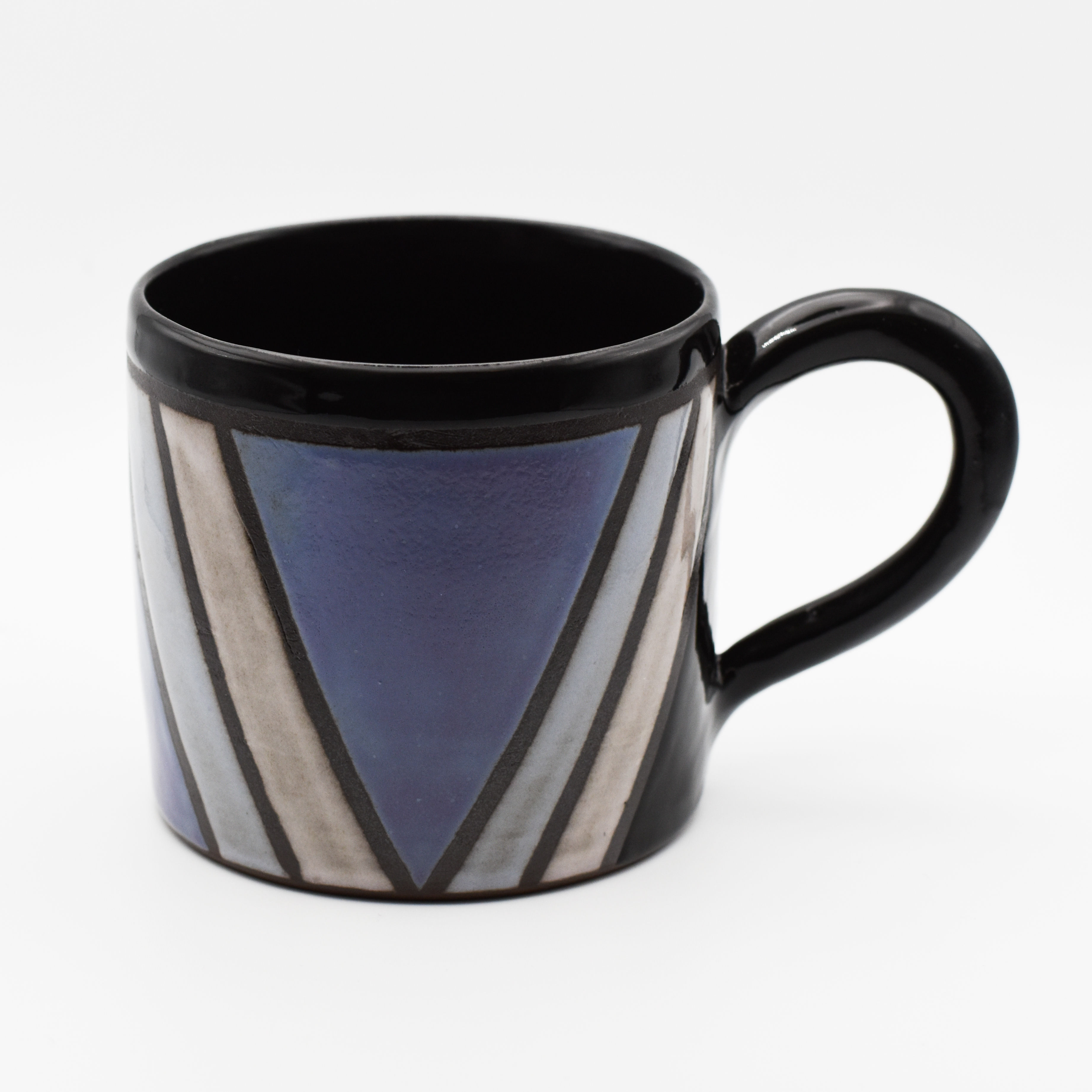 purple and black mug