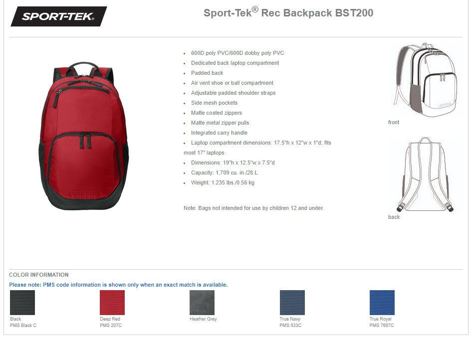 Thumbnail: Licensed Kairos BST200  Sport-Tek® Rec Backpack