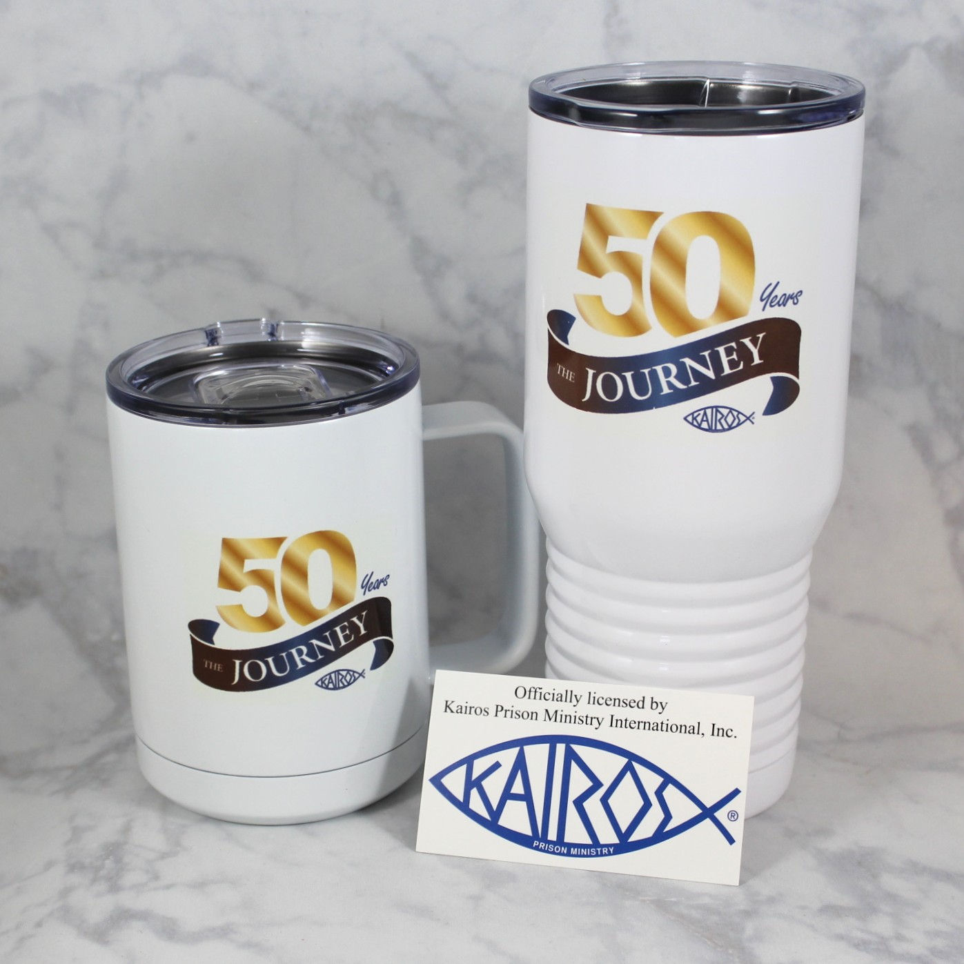 Licensed Kairos 50 Year Anniversary Travel Mug