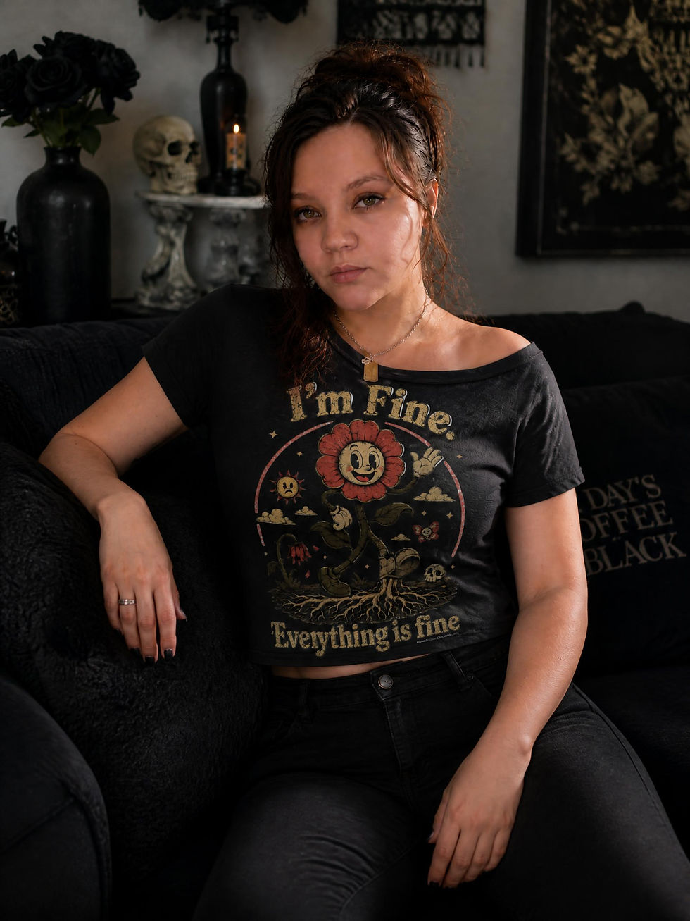 Thumbnail: I'm fine, Everything is fine, vintage style Essential Wide Neck Baby T-shirt