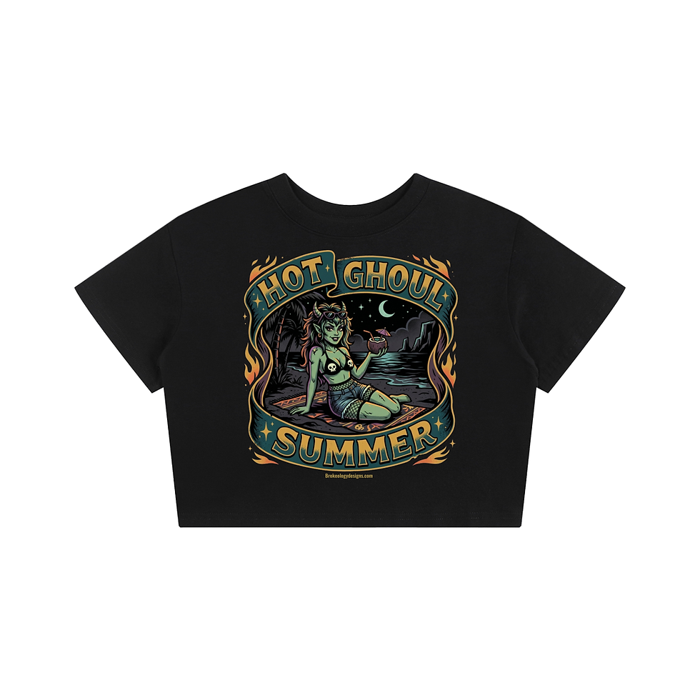 Thumbnail: Hot Ghoul Summer Graphic cropped Baby Tee Seamless T-Shirt