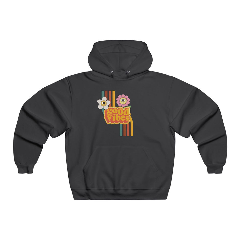 Thumbnail: Good Vibes Retro Flower Hoodie — Smiley Rainbow Graphic Men’s Sweatshirt