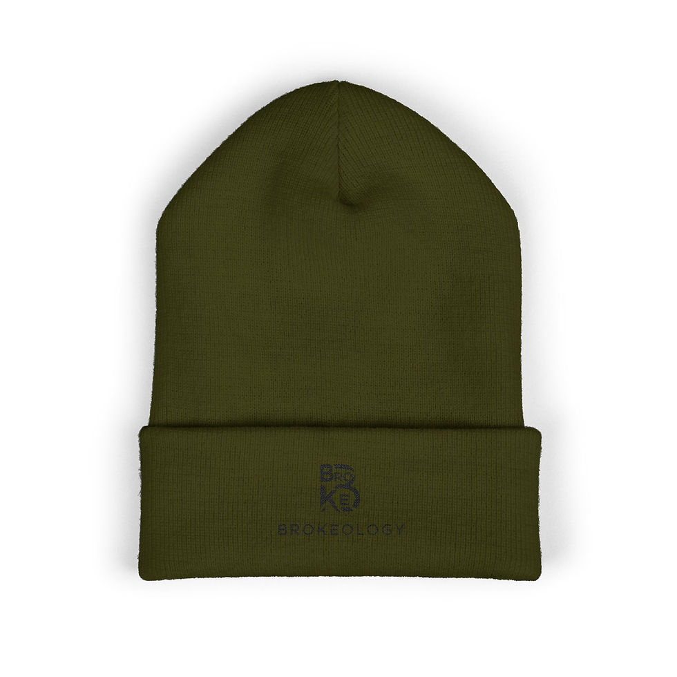Thumbnail: Brokeology Embroidered Cuffed Beanie — Minimal Logo Winter Hat