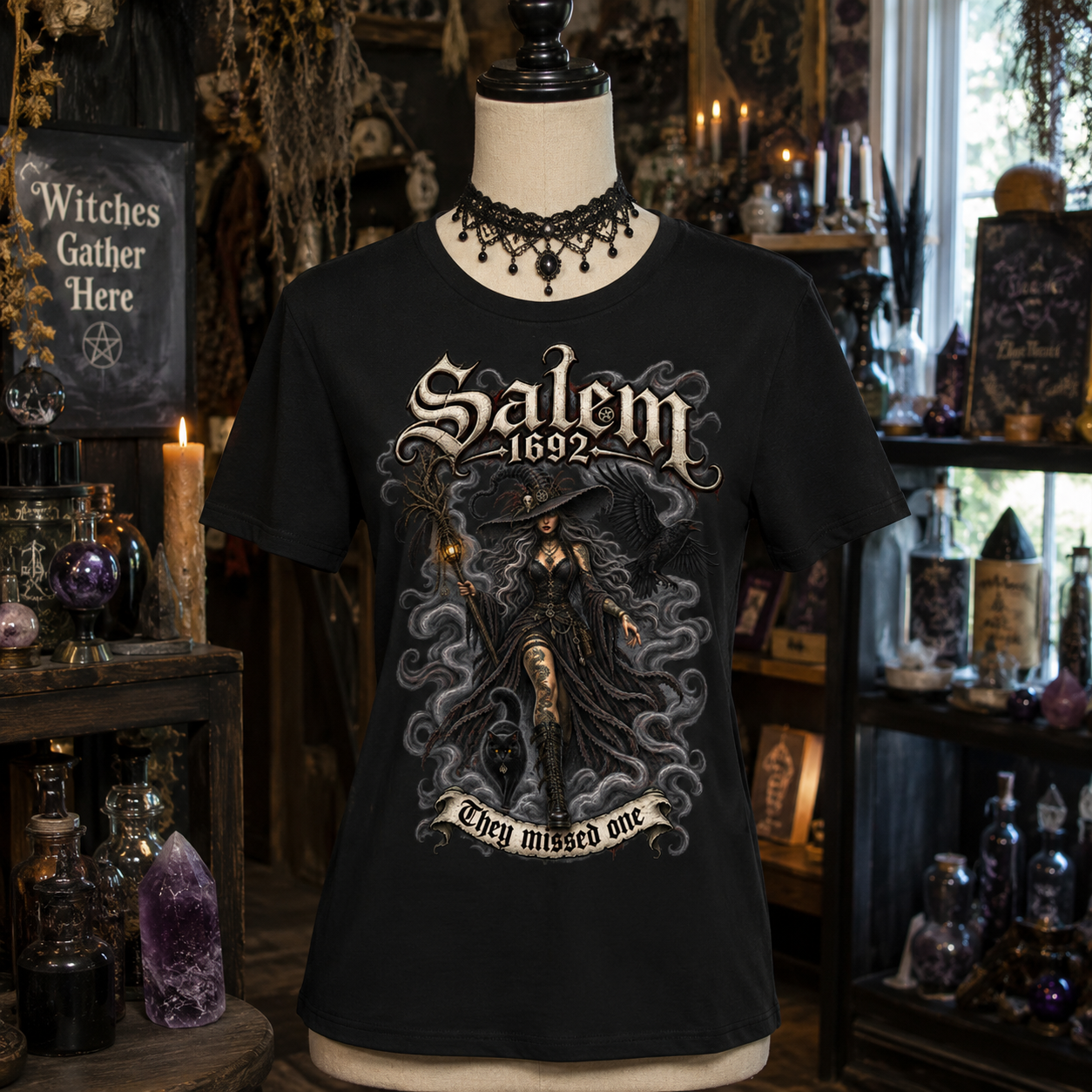 Salem 1692 witch= They missed one Women's Slim Fit Crewneck T-Shirt