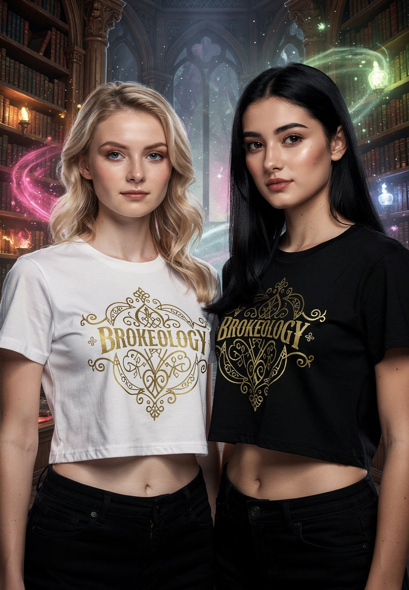 Brokeology Brand Fantasy logo Graphic cropped Baby Tee Seamless T-Shirt