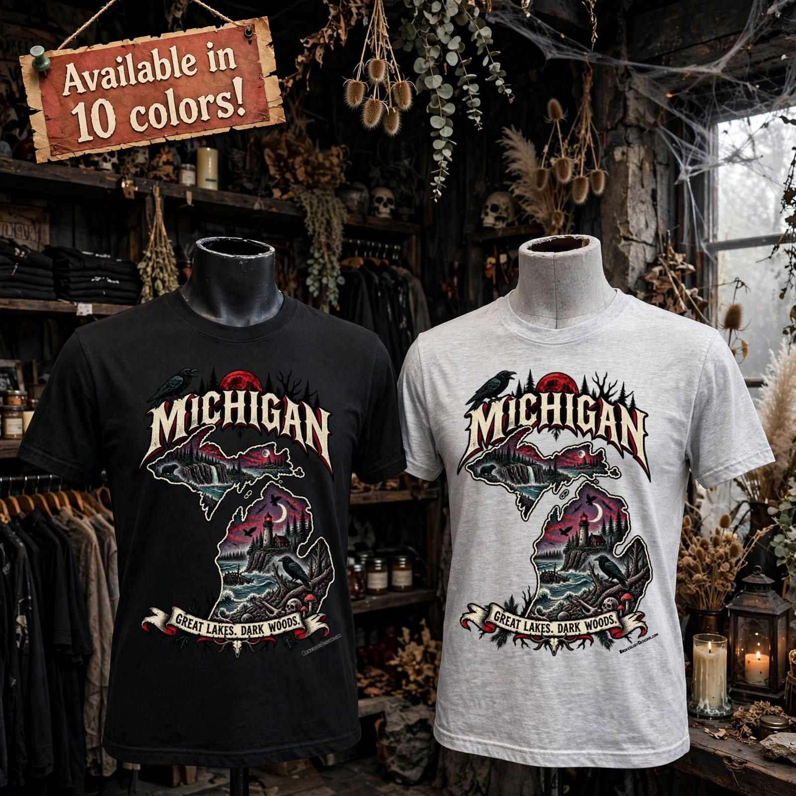 Michigan, Great Lakes, Dark Woods, Spooky Essential Cotton T-Shirt