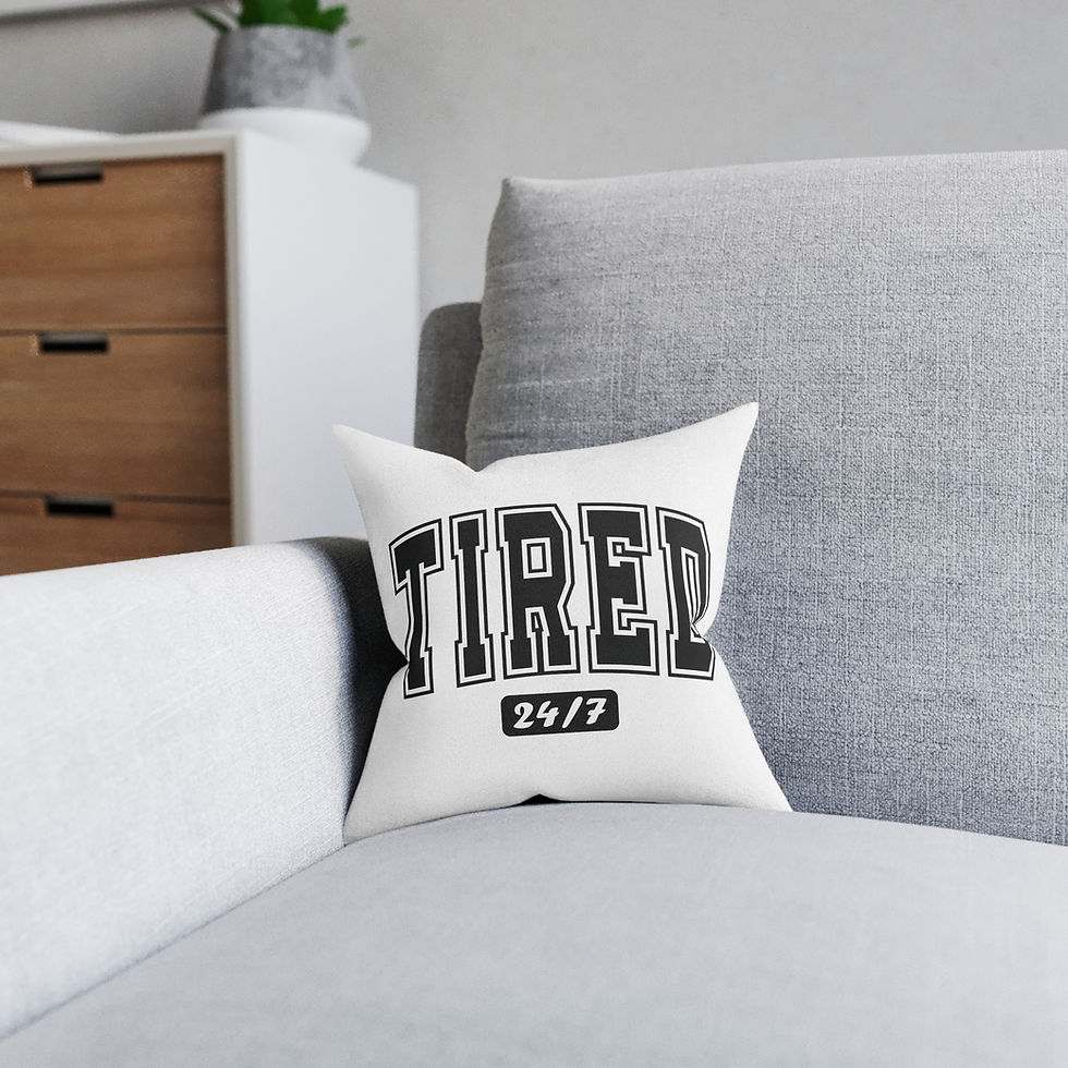 Thumbnail: Square Pillow — "TIRED 24/7"  Sleep Pattern Decorative Throw Pillow