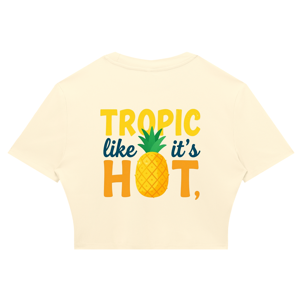 Women's Slim Summer Ribbed Crop T-Shirt Tropic Like It's Hot