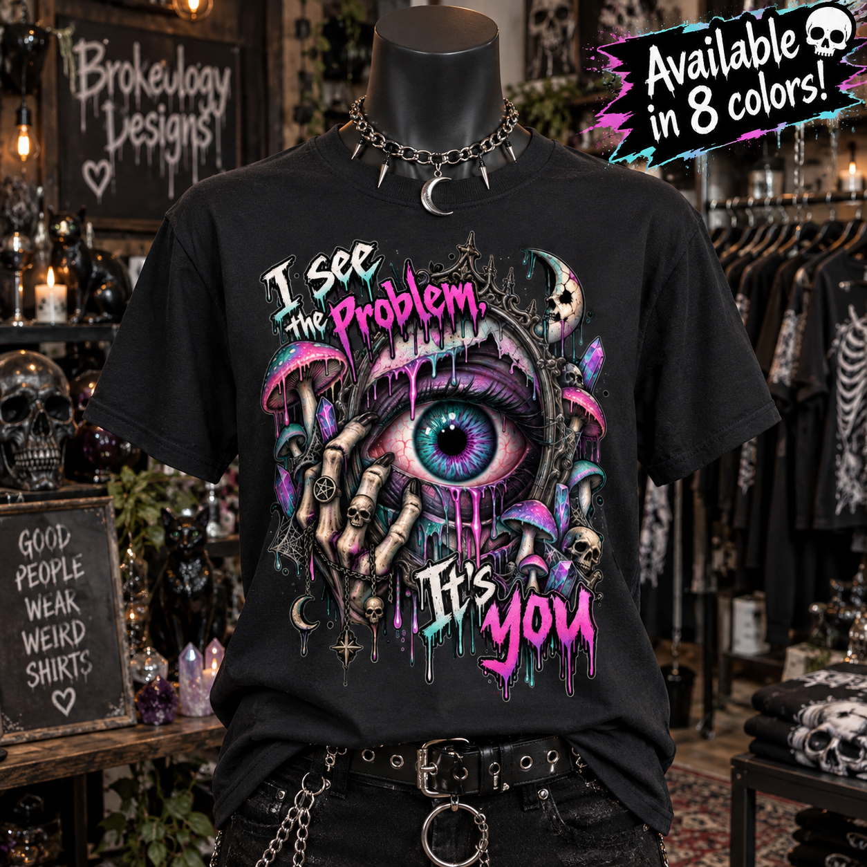 I see the problem, It's you-weird psychedelic skull graphic Pure Cotton Unisex T