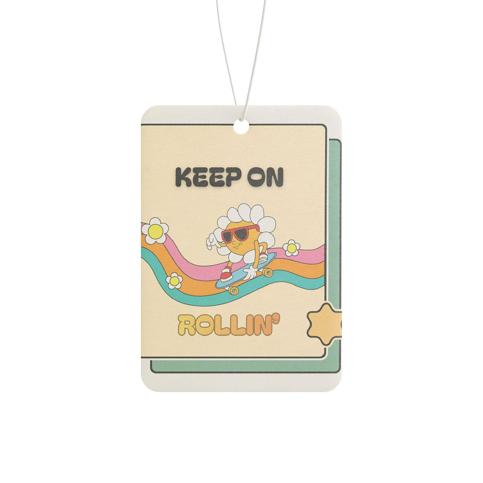 Thumbnail: Retro Daisy "Keep On Rollin'" Car Air Freshener #Brokeologydesigns