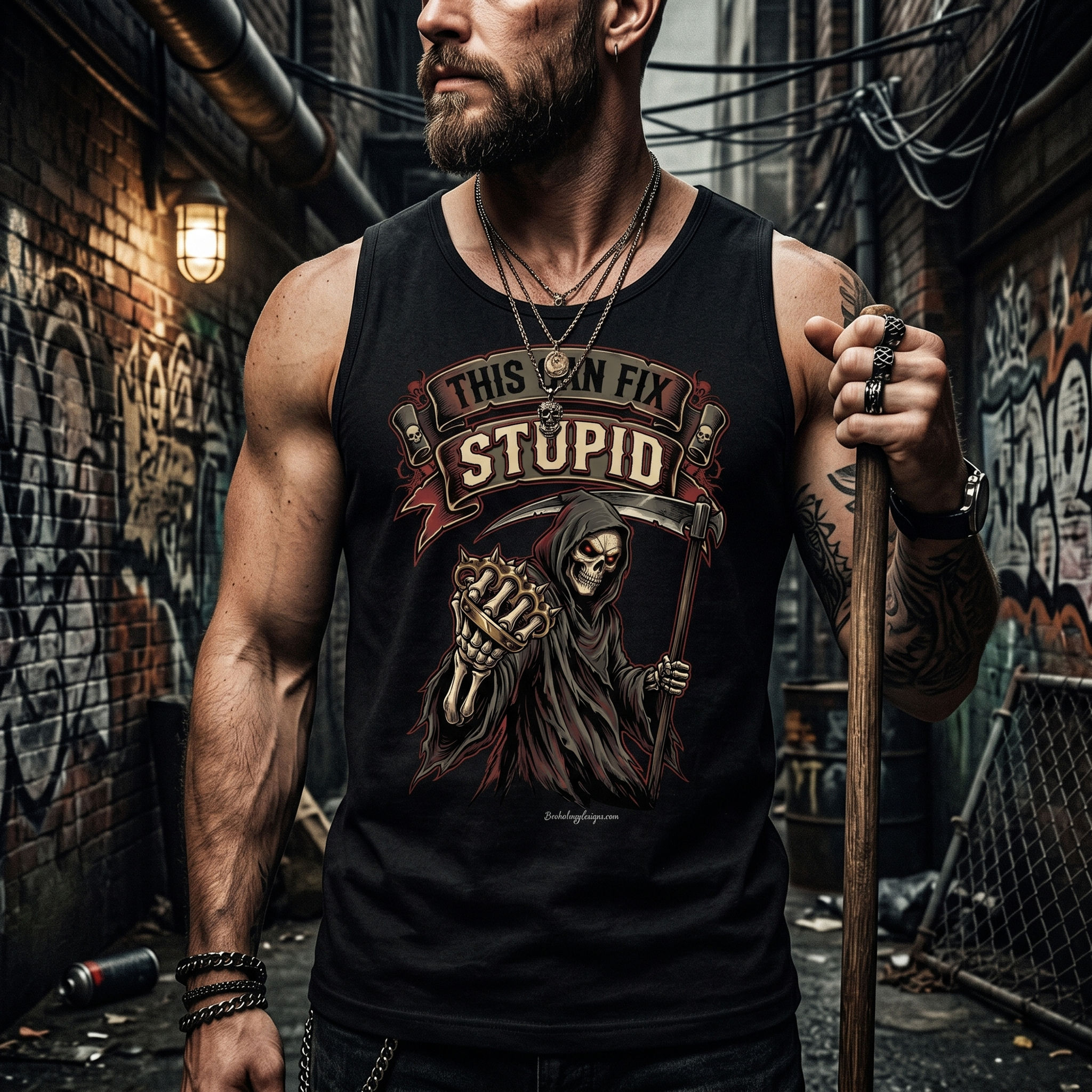 This can fix Stupid, Grim reaper Graphic Men's Lightweight Sport Jersey