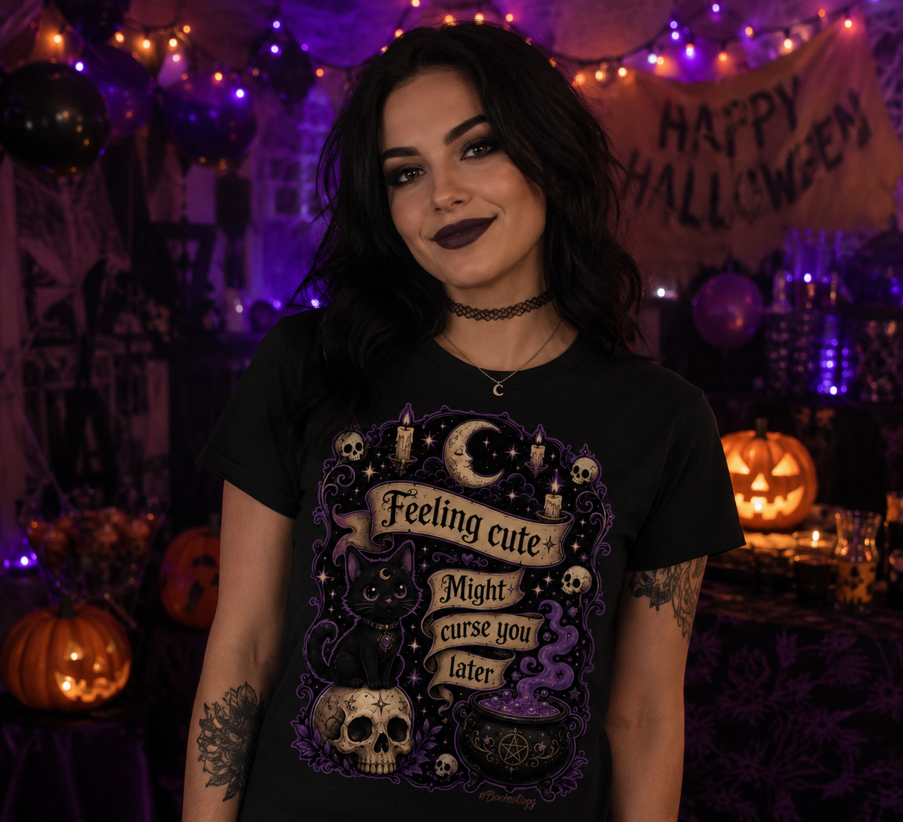 Feeling cute, might curse you later, cute Halloween Pure Cotton Unisex T-Shirt