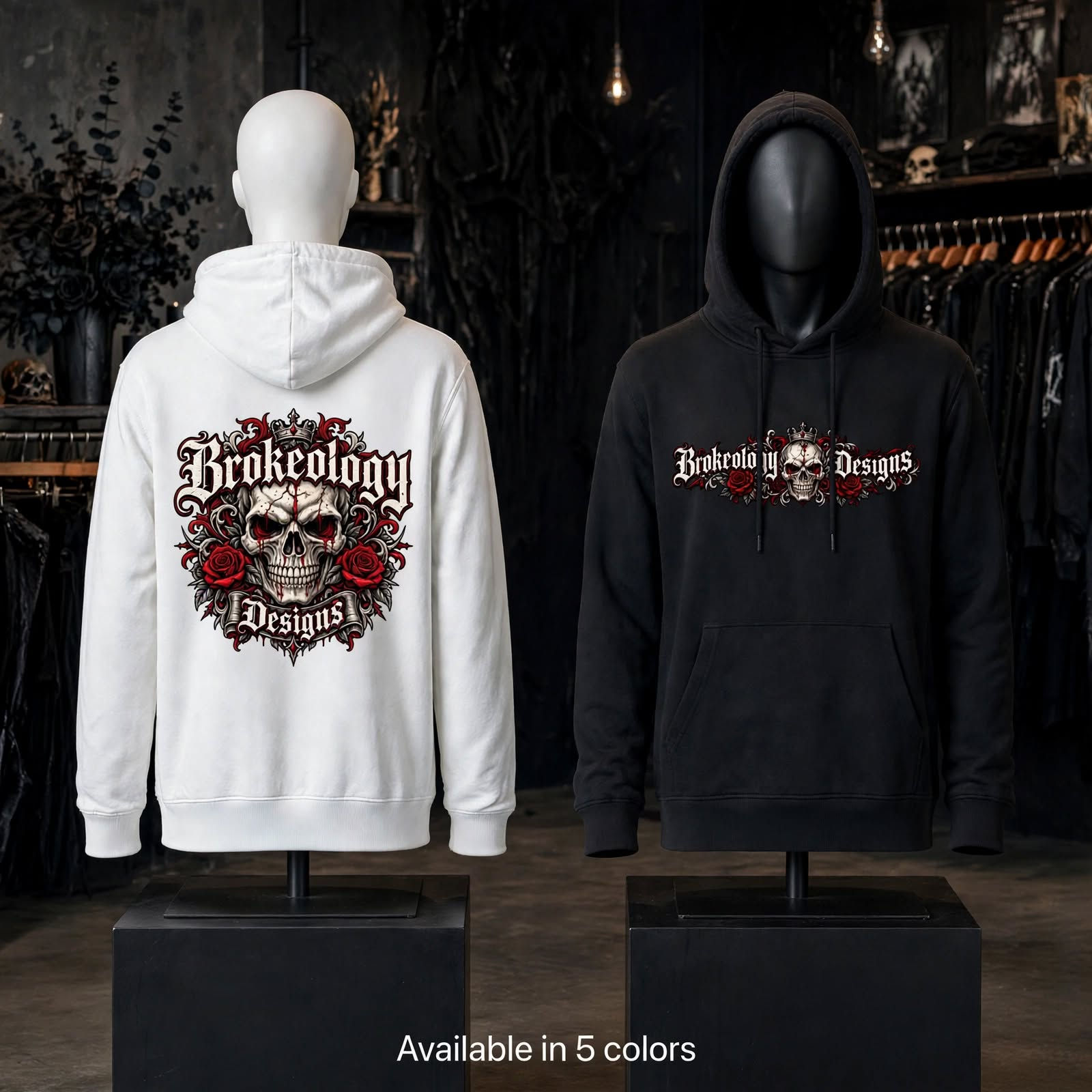 Brokeology Brand Apparel Skull and roses Classic Unisex Cotton Hoodie