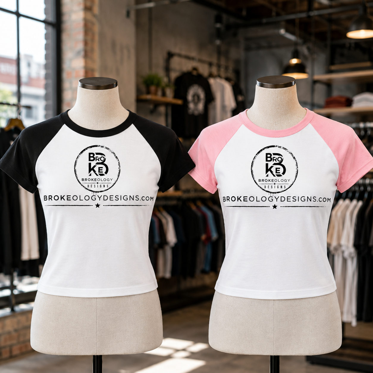 Brokeology brand Apparel logo - Women’s Raglan Color Block Baby T-Shirt
