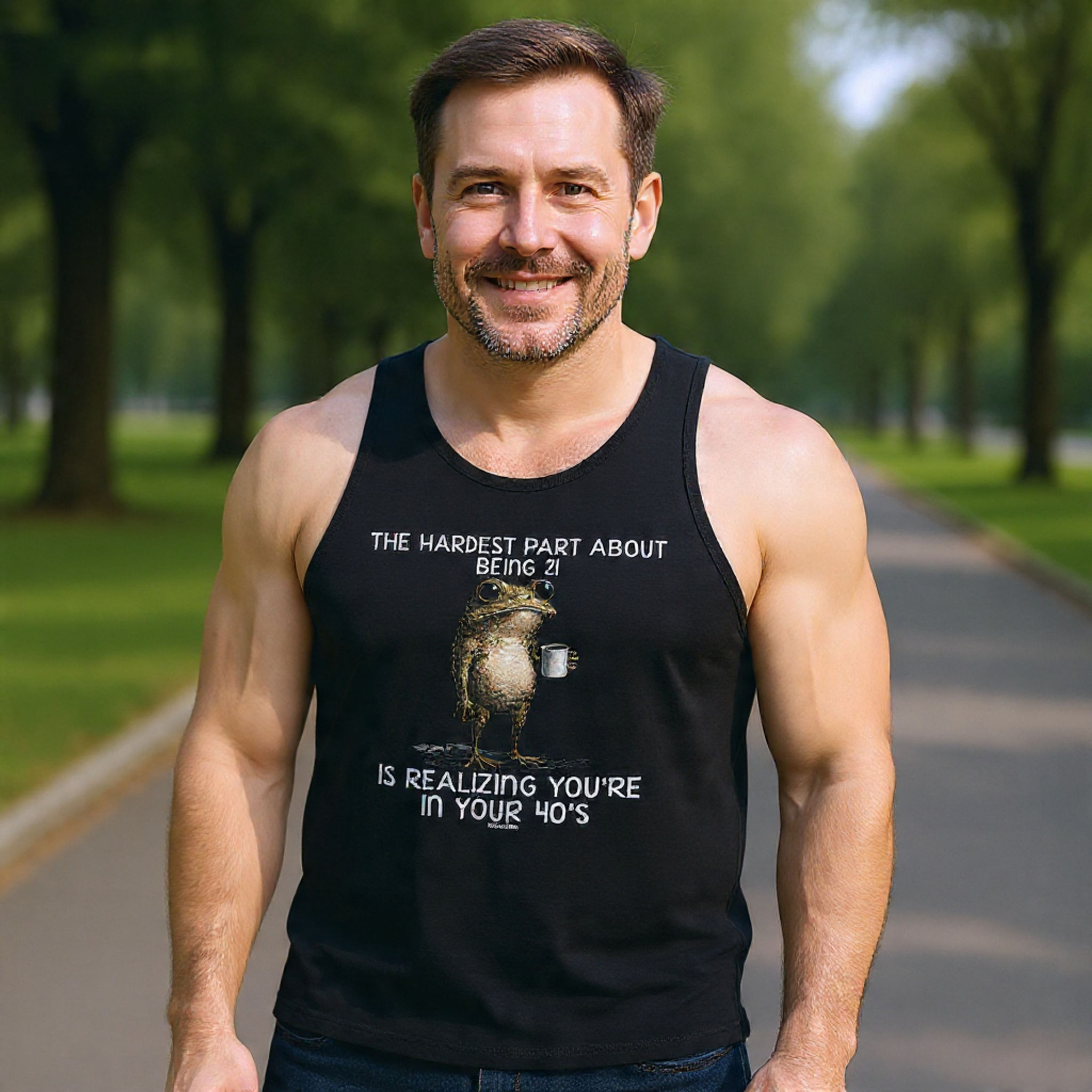 Humorous 40s Realization Tank Top — Funny frog Graphic