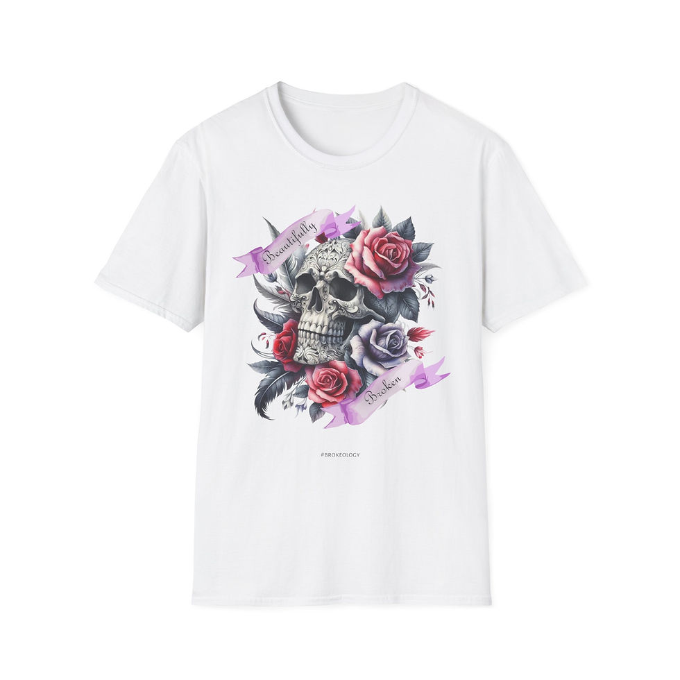 Thumbnail: Skull & Roses T-Shirt — Gothic Floral Skull Design