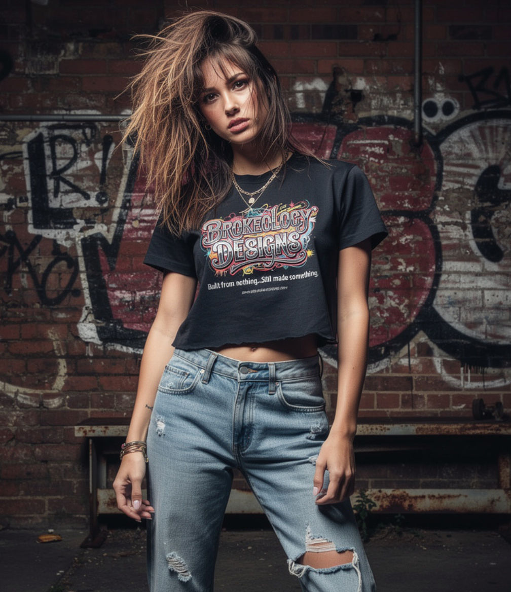 Brokeology Designs BRAND cropped Baby Tee Seamless T-Shirt
