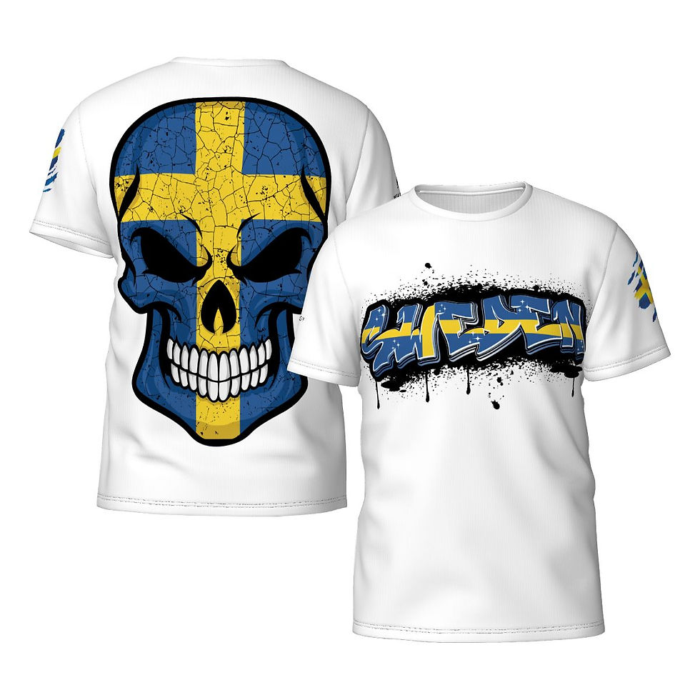 Thumbnail: Men's T-shirt Swedish Graffiti - Skull Sweden flag Streetwear