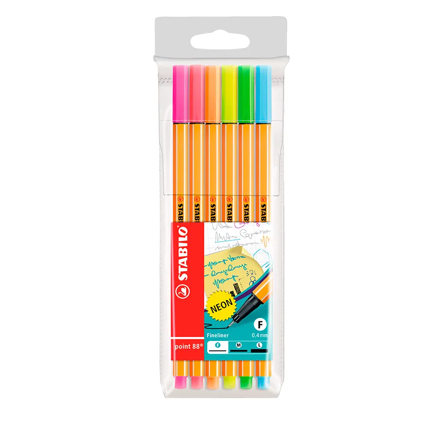 Stabilo Point 88: 6 colores Neon