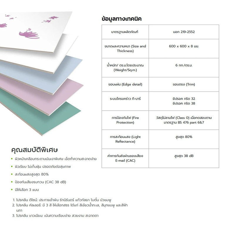 ภาพขนาดย่อ: แผ่นฝ้าโปรคลีน GYPROC รุ่น สโนไวท์