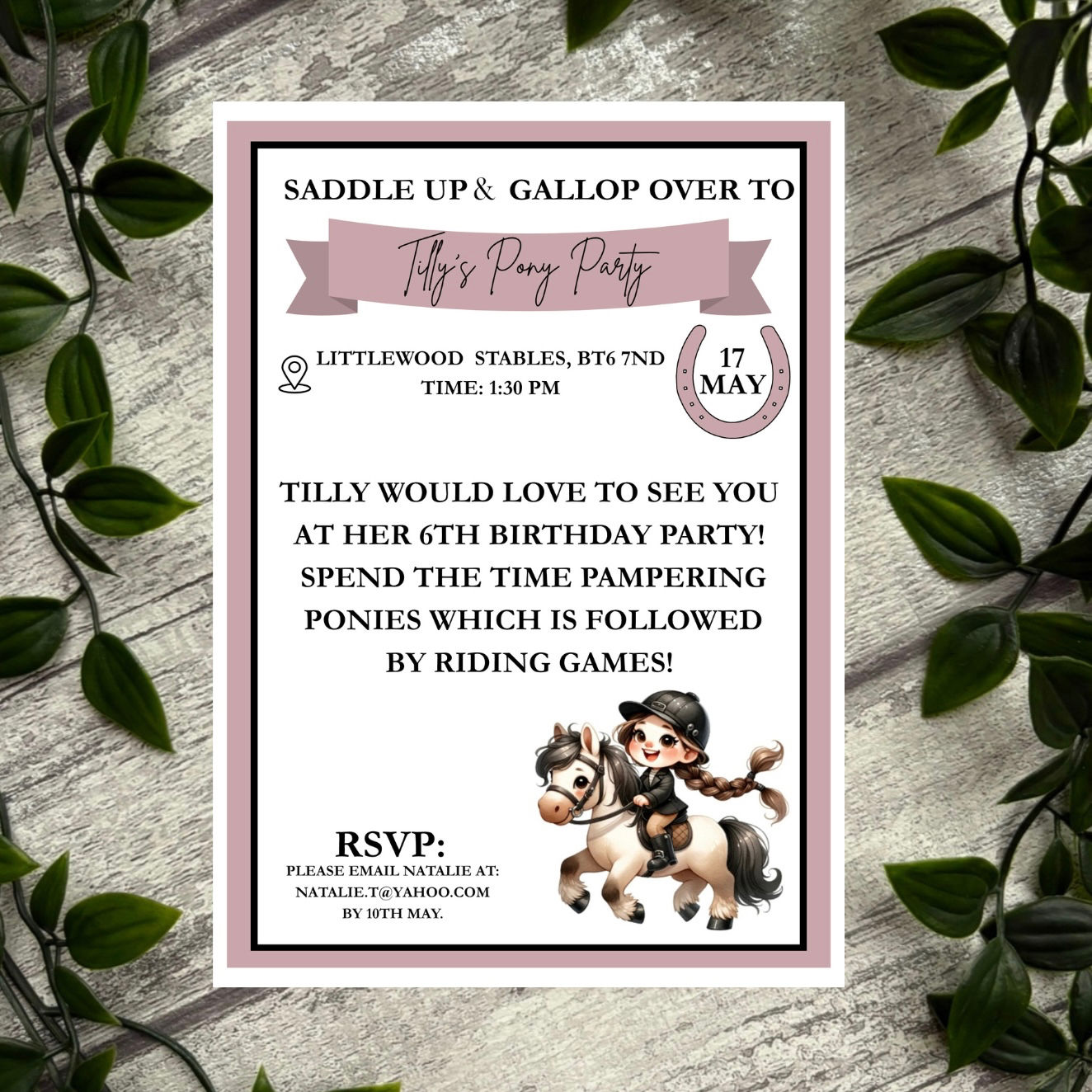 Pony party invite