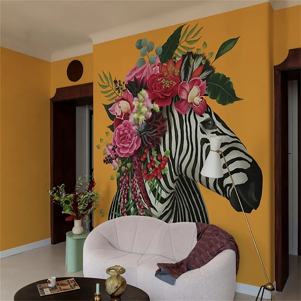 Thumbnail: Modern Fine Art Zebra Wallpaper Luxury Background Wallpapers Restaurant Decor