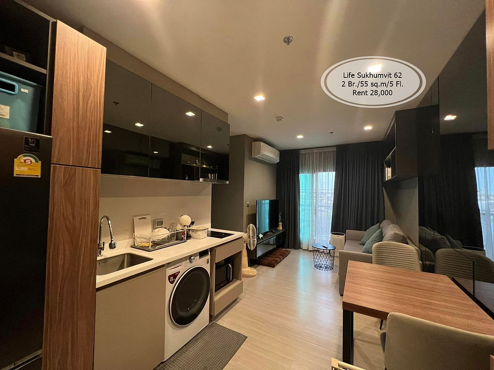 เช่า- Life สุขุมวิท 62/2 ห้องนอน /55 ตร.ม. /ชั้น 5 ใกล้ BTS บางจาก เช่า 28,000
