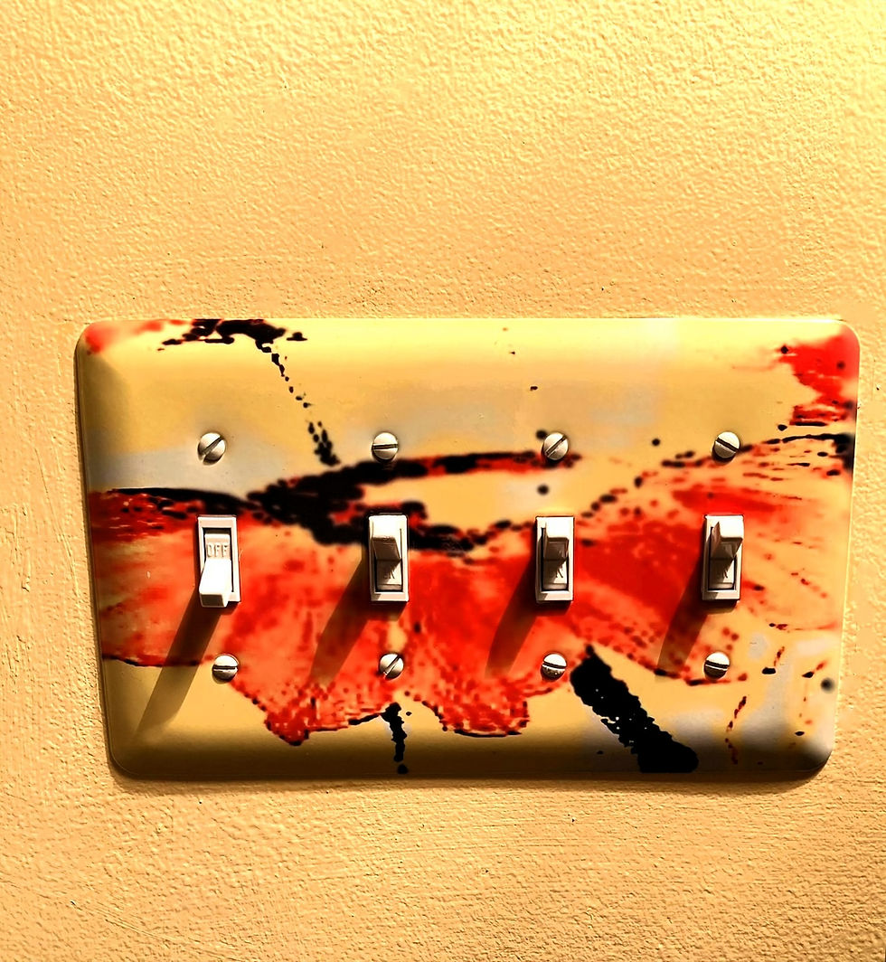 Thumbnail: Quad Light Plate Switch Cover with Orange Flowers wall display