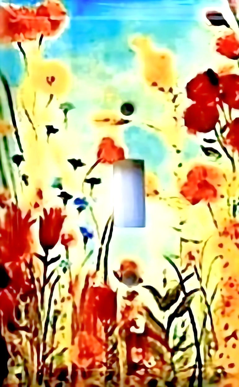 Thumbnail: Flower Red Yellow Single Light Switch Plate Cover