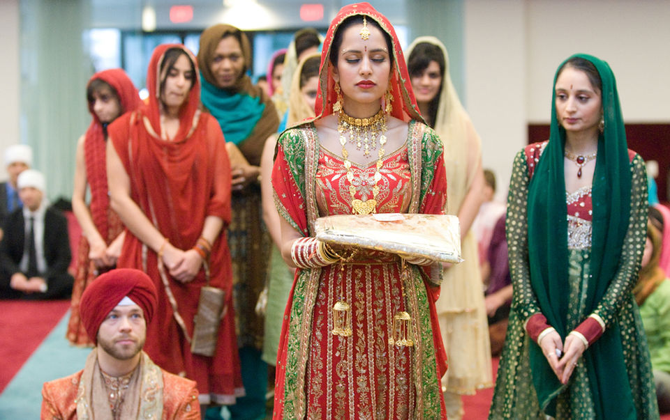 Vancouver wedding photography - A gorgeous East Indian bride arrives at her wedding ceremony. © Michael Buescher Wedding Photography