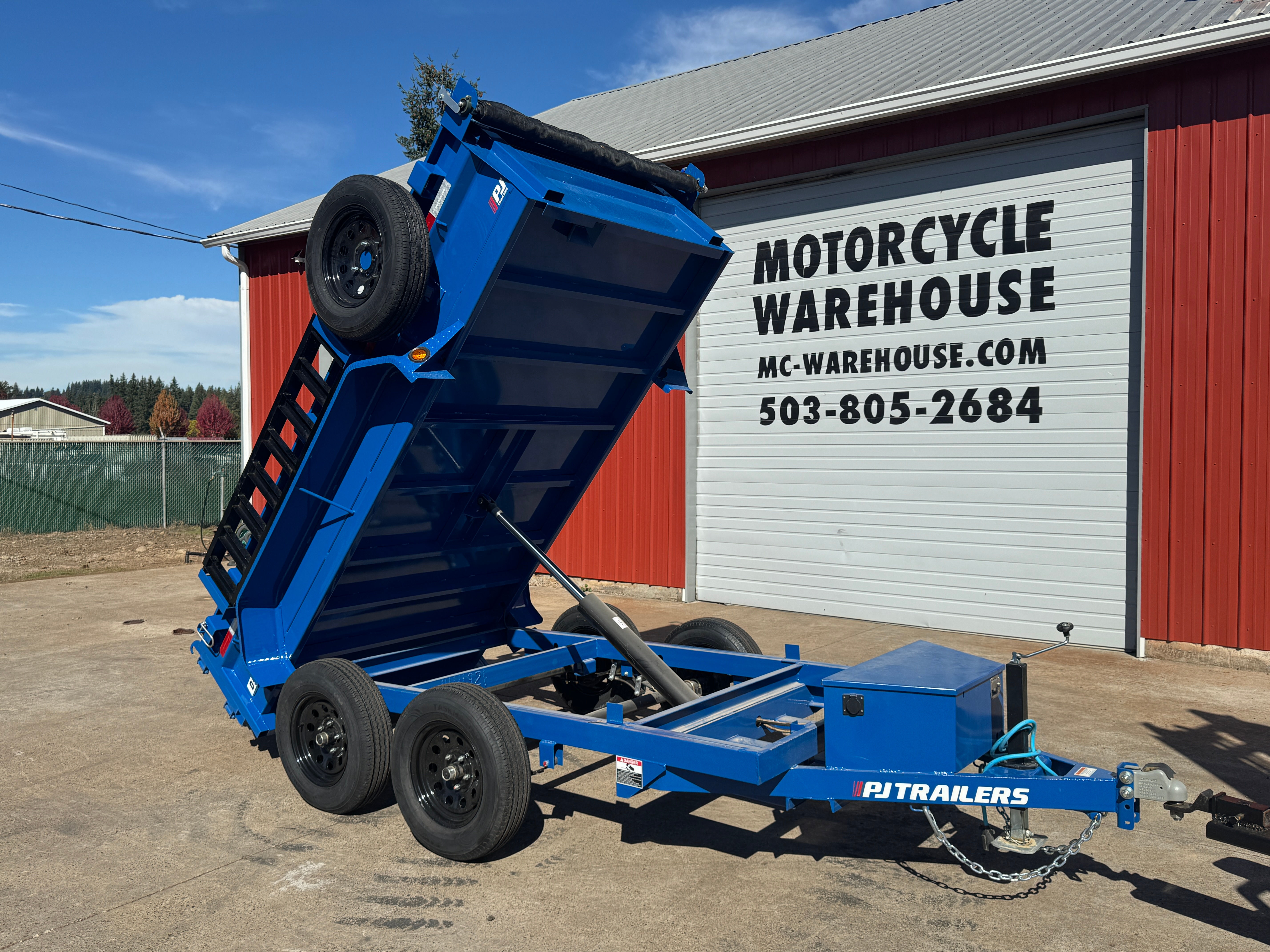 PJ DUMP 7K Trailer - 5X 10 - Built in Ramps & Mesh Tarping System - Spare tire